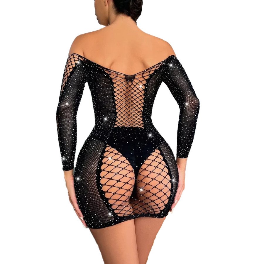 canndis-net-dress-black-transparent-hot-with-rhinestones-size-unique-b