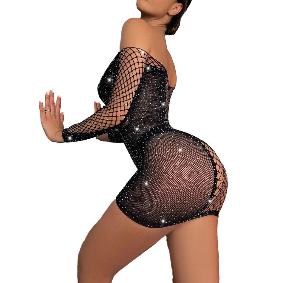 canndis-net-dress-black-transparent-hot-with-rhinestones-size-unique-d