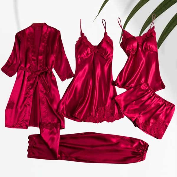 flourish-05-pieces-silk-lace-robe-with-pajama-and-cami-set-nightwear-fl-05444